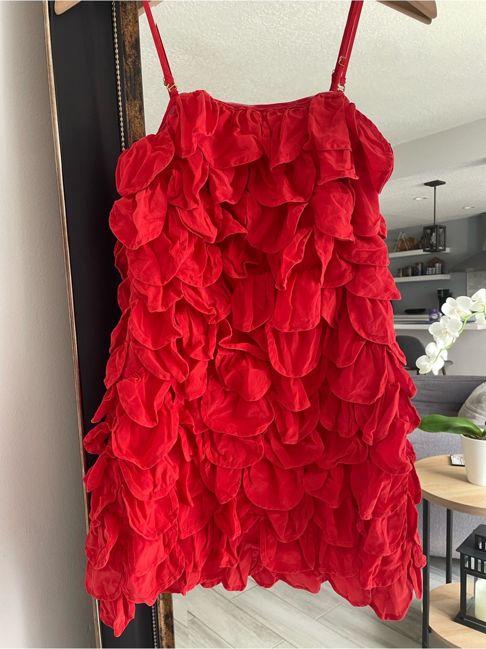 Leifsdottir Silk Petal Dress in Vibrant Red - Picture 3 of 5